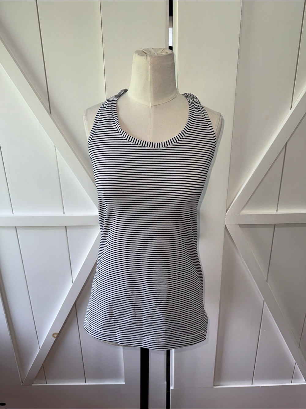 lululemon athletica Black and White Striped Racerback Tank